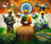 DALL·E 2024-01-26 15.53.49 - An artistic collage representing the unity and strength of India's soldiers, farmers, and scientists for Republic Day. The background features the Ind